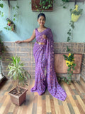 1 min ready to wear Sequences saree -Georgette Saree orchid purple women's fashion mart