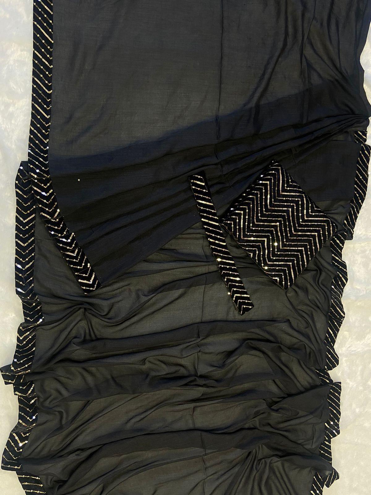 1 min ready to wear black vichitra silk saree -Silk Saree Default Title women's fashion mart