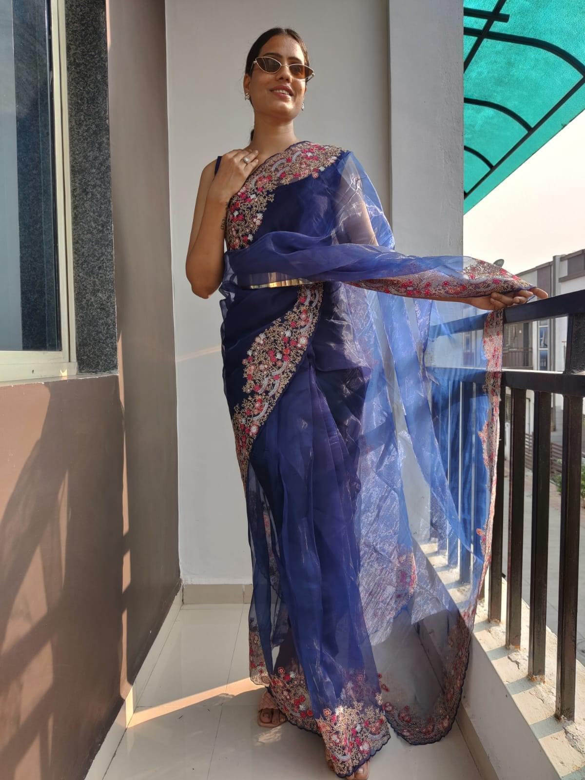 1 min Ready to wear organza saree -Organza Saree Default Title women's fashion mart
