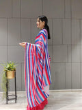 1 min ready to wear digital print satin silk saree -Satin saree red women's fashion mart