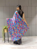 1 min ready to wear digital print satin silk saree -Satin saree red women's fashion mart