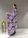 1 min ready to wear digital print satin silk saree -Satin saree red women's fashion mart