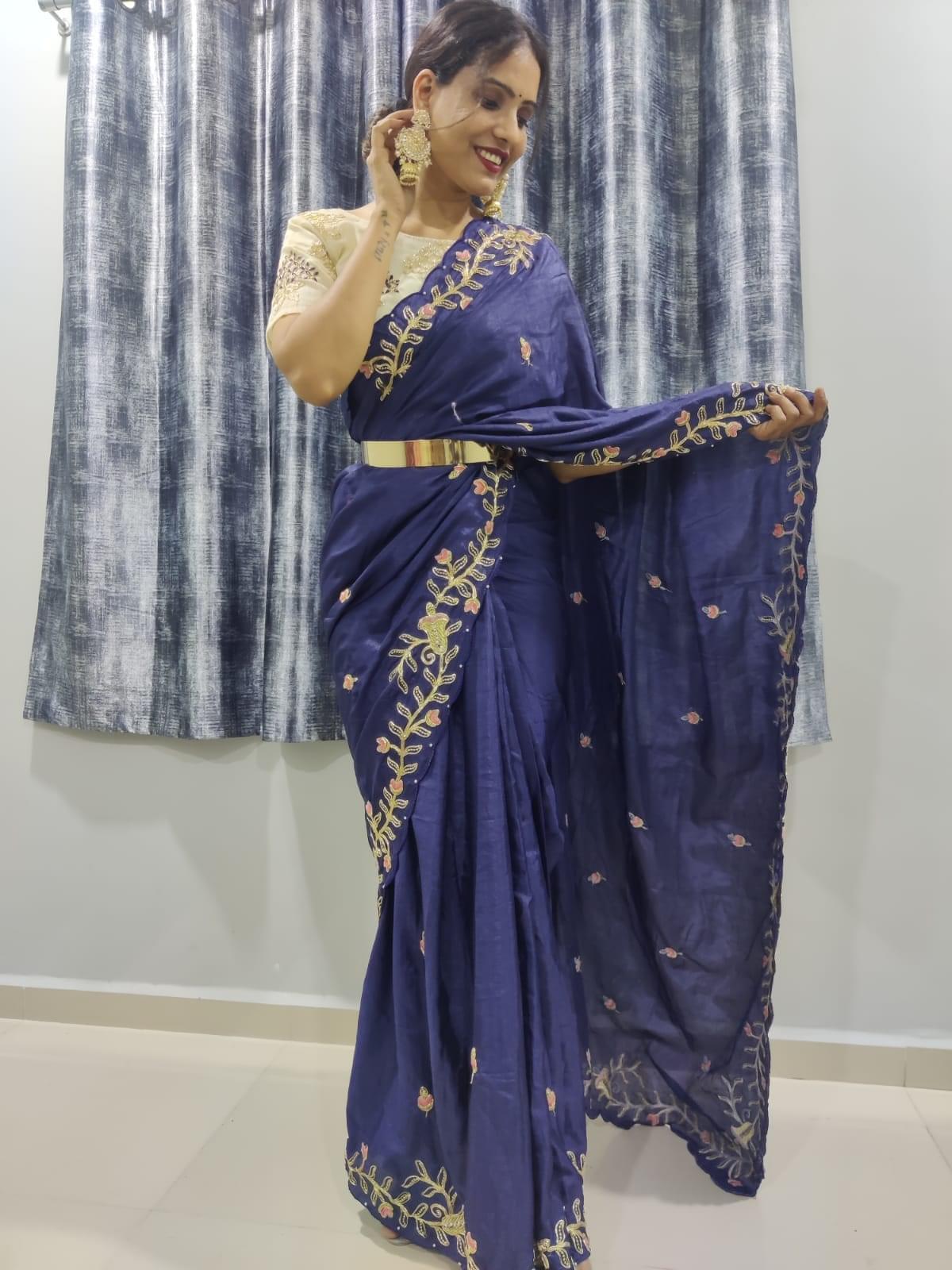1 min ready to wear rajwadi silk saree -Silk Saree Default Title women's fashion mart