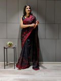 1 min ready to wear black sequins work saree -Georgette Saree Default Title women's fashion mart