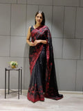 1 min ready to wear black sequins work saree -Georgette Saree Default Title women's fashion mart