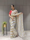 1 min ready to wear zig zag sequence work saree -Georgette Saree Default Title women's fashion mart