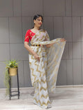 1 min ready to wear zig zag sequence work saree -Georgette Saree Default Title women's fashion mart
