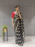 1 min ready to wear zig zag sequence work saree -Georgette Saree Default Title women's fashion mart