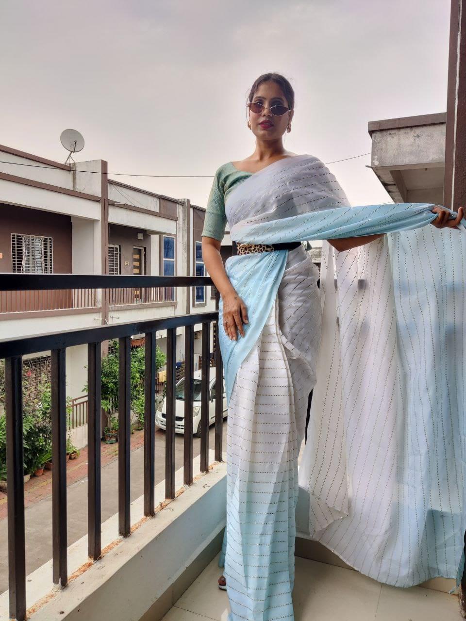 1 min ready to wear digital print saree -Silk Saree Default Title women's fashion mart