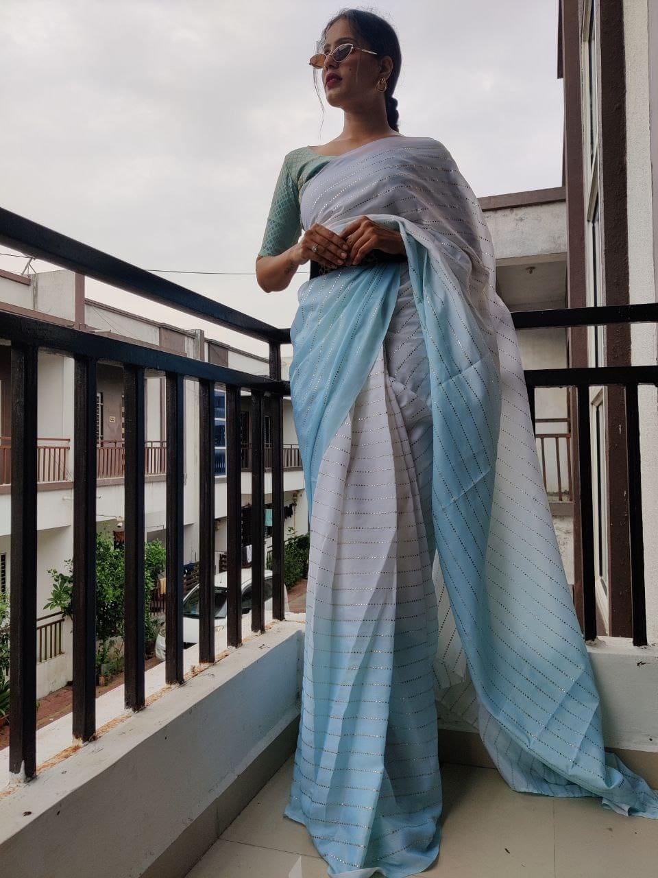 1 min ready to wear digital print saree -Silk Saree Default Title women's fashion mart