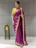 1 min ready to wear wine vichitra silk saree -Silk Saree Default Title women's fashion mart