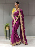 1 min ready to wear wine vichitra silk saree -Silk Saree Default Title women's fashion mart
