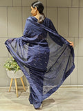 1 min ready to wear navy blue saree -Georgette Saree Default Title women's fashion mart