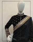 Black sequence work soft net saree -Net Saree Default Title women's fashion mart