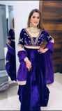 Blue heavy viscos velvet lehenga choli -Lehenga Choli Default Title women's fashion mart