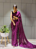 1 min ready to wear rangoli silk sequins saree -Silk Saree RAMA BLUE women's fashion mart