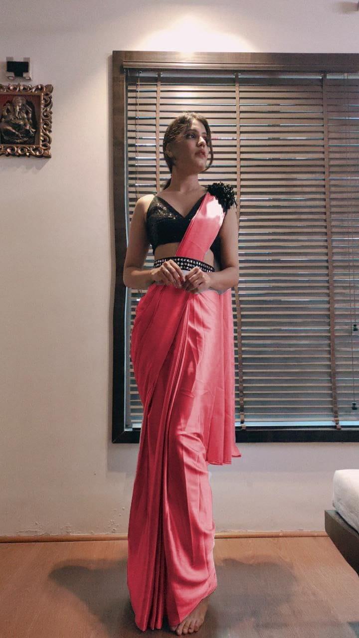1 min ready to wear satin silk saree -Silk Saree Default Title women's fashion mart