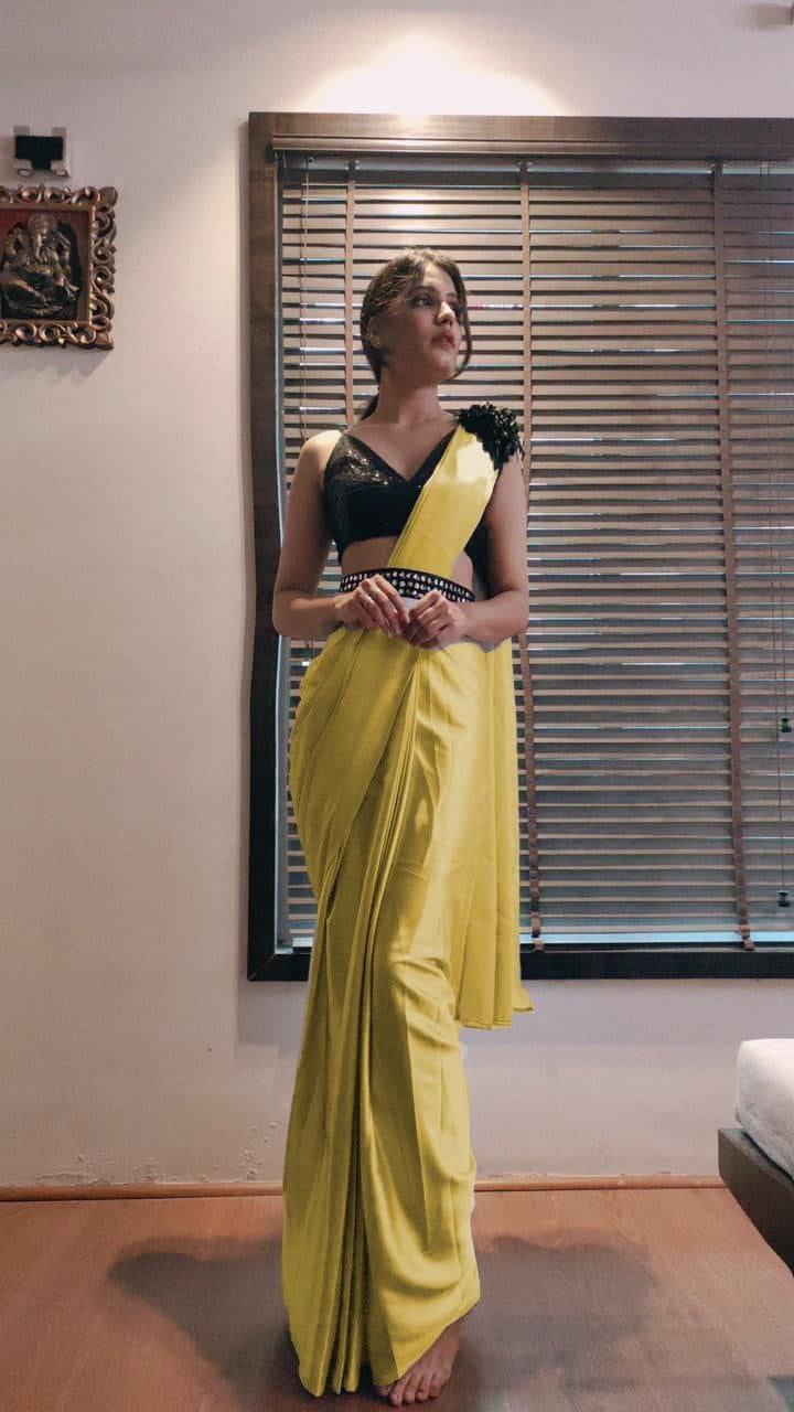 1 min ready to wear satin silk saree -Silk Saree Default Title women's fashion mart