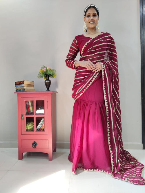 1 min ready to wear Georgette Embellished with Sequins Work lehenga saree -Georgette Saree RANI women's fashion mart