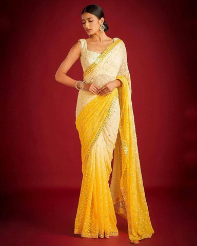 trending padding colour digital print sequence and embroidery work saree -Georgette Saree Default Title women's fashion mart
