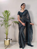 1Min ready to wear With Heavy Zari And sequence Work saree -Silk Saree RED women's fashion mart