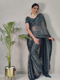 1Min ready to wear With Heavy Zari And sequence Work saree -Silk Saree RED women's fashion mart