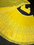 yellow colour embroidery work lehenga choli -Lehenga Choli Default Title women's fashion mart