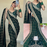 Bandhani print with sequence and zari work saree -Georgette Saree Default Title women's fashion mart