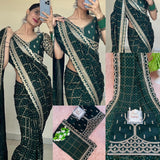 Bandhani print with sequence and zari work saree -Georgette Saree Default Title women's fashion mart