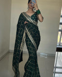 Bandhani print with sequence and zari work saree -Georgette Saree Default Title women's fashion mart
