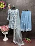 chain with pearl work suit -Designer Suit BLACK women's fashion mart