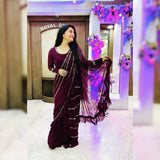 Boutique style ready to wear ruffle saree -Georgette Saree Default Title women's fashion mart