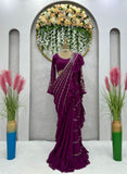 Boutique style ready to wear ruffle saree -Georgette Saree Default Title women's fashion mart