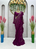 Boutique style ready to wear ruffle saree -Georgette Saree Default Title women's fashion mart