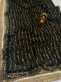 Party wear sequence work black saree -Georgette Saree Black women's fashion mart