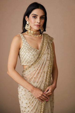 Party wear designer zari sequence soft net saree -Net Saree Gold women's fashion mart