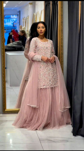 hand work embroidery sequence work top with lehenga suit -Designer Suit Default Title women's fashion mart