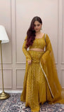 Mustard yellow heavy embroidery sequence work lehenga choli -Lehenga Choli Default Title women's fashion mart