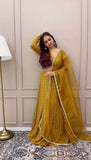 Mustard yellow heavy embroidery sequence work lehenga choli -Lehenga Choli Default Title women's fashion mart