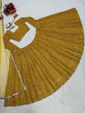 Mustard yellow heavy embroidery sequence work lehenga choli -Lehenga Choli Default Title women's fashion mart