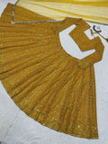 Mustard yellow heavy embroidery sequence work lehenga choli -Lehenga Choli Default Title women's fashion mart