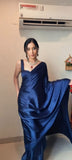 1-Min Satin Ready To Wear Saree With Blouse Piece  women's fashion mart