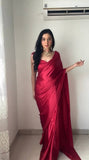 1-Min Satin Ready To Wear Saree With Blouse Piece  women's fashion mart