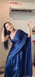 1-Min Satin Ready To Wear Saree With Blouse Piece  women's fashion mart