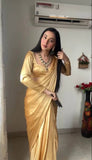1-Min Satin Ready To Wear Saree With Blouse Piece  women's fashion mart