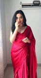 1-Min Satin Ready To Wear Saree With Blouse Piece  women's fashion mart