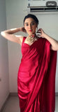1-Min Satin Ready To Wear Saree With Blouse Piece  women's fashion mart