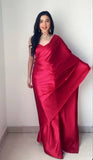 1-Min Satin Ready To Wear Saree With Blouse Piece  women's fashion mart