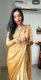1-Min Satin Ready To Wear Saree With Blouse Piece  women's fashion mart