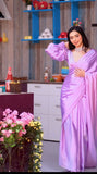1-Min Satin Ready To Wear Saree With Blouse Piece  women's fashion mart